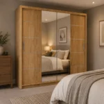 Central mirror sliding doors wardrobe bedroom uk appartment