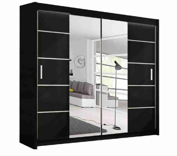 Central mirror sliding doors wardrobe