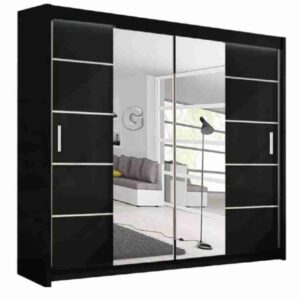 Central mirror sliding doors wardrobe