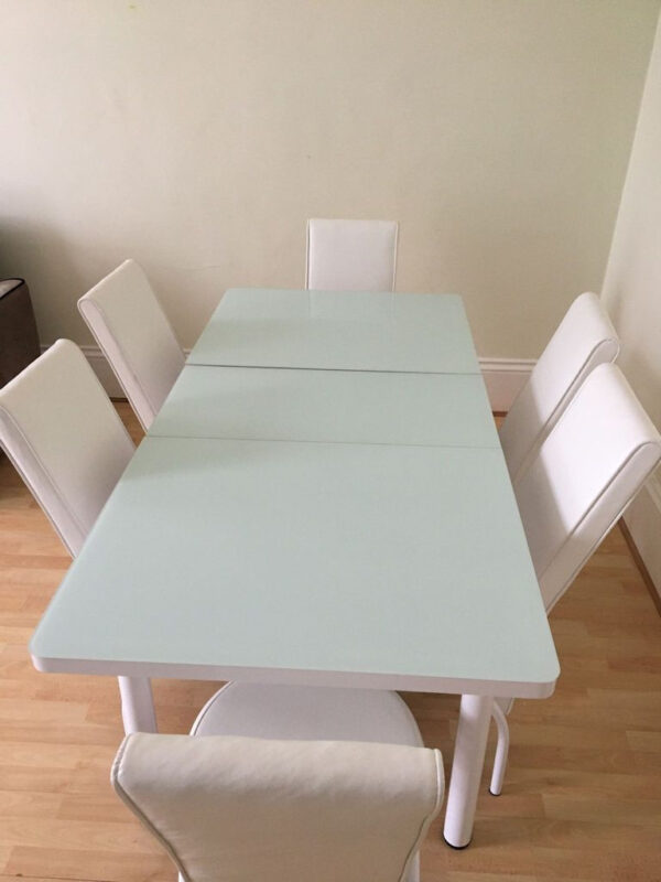 White Dining table and chairs