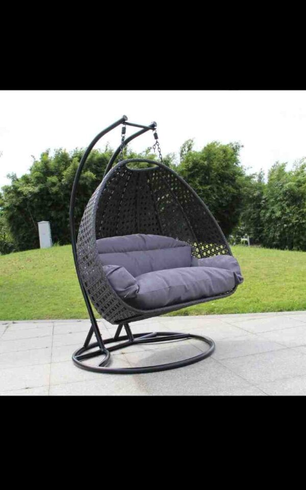 Double Swing Chair Two Seater Strong Double XL Black