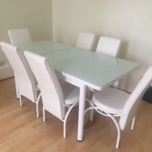 white dining table and chairs set