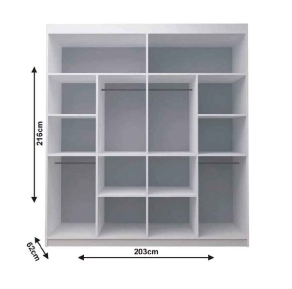 single Wardrobe with drawers inside picture of size 208cm