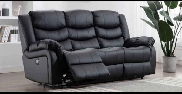 3 seater recliner sofa black faux leather