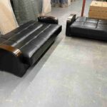 Black leather sofa beds in sleeping sofa look