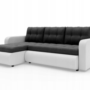 White and black corner sofa bed with storage