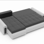 White and black corner sofa bed with storage