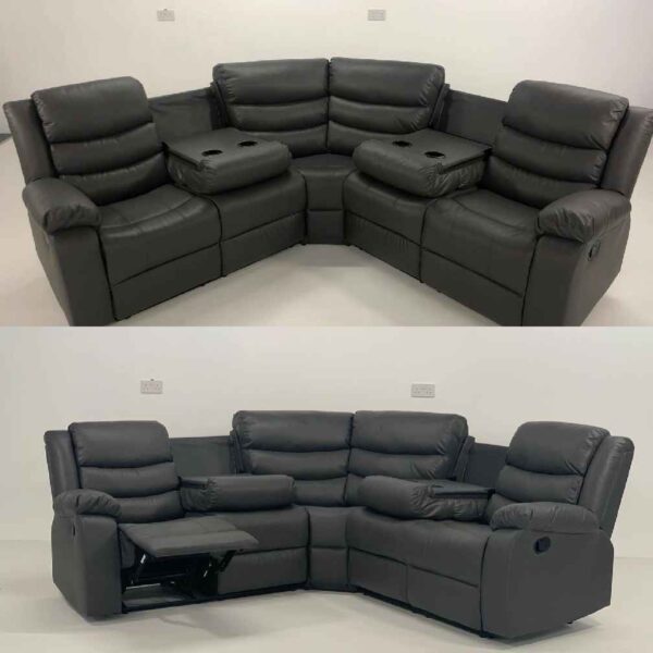 corner leather recliner sofa faux leather 6 seater