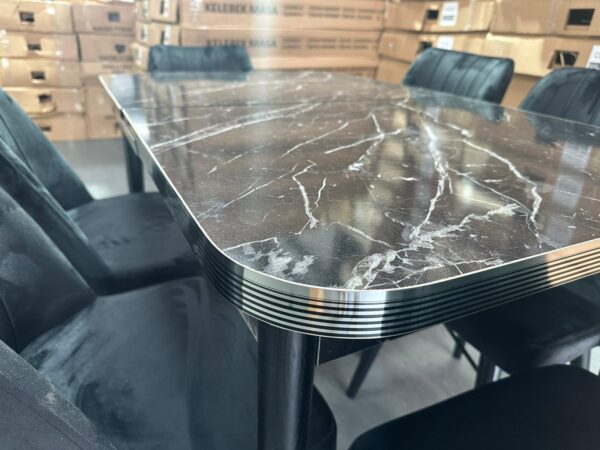 black wooden dining table