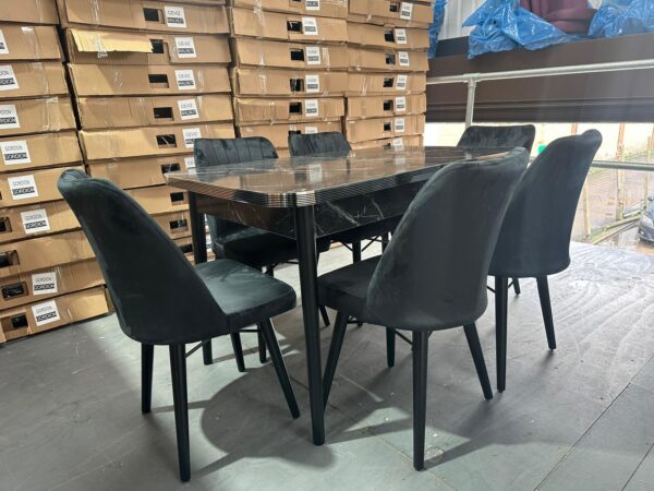 black wooden dining table side and lower look pic