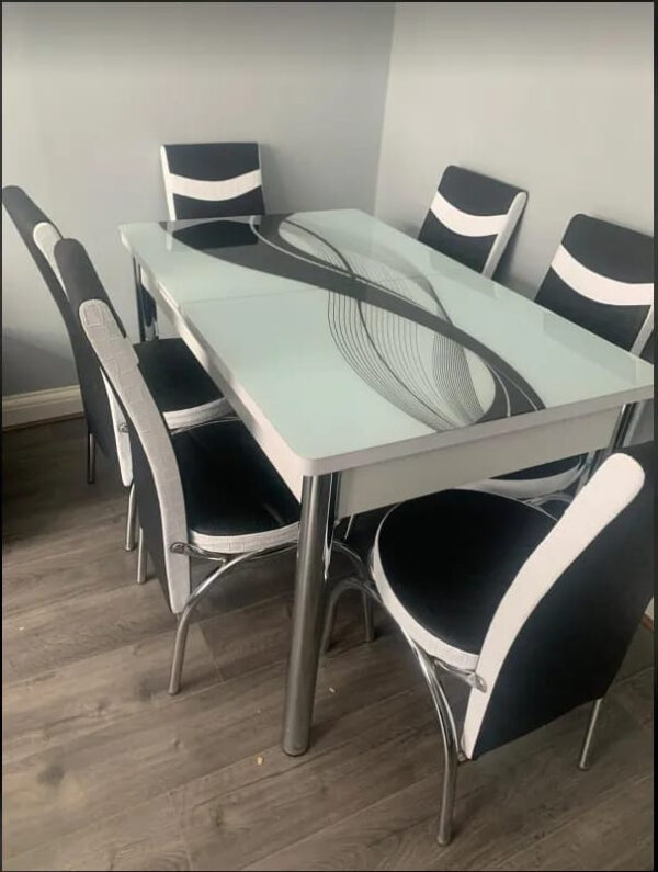 space saving dining table with six chairs black shaded rainbow