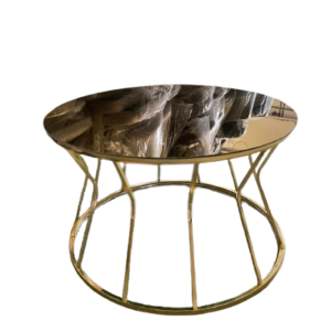 Small Round Coffee Table golden colour with black top