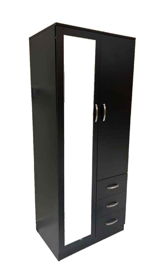 small wardrobe with mirror blak color with one mirror