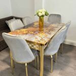 gray and gold dining chairs