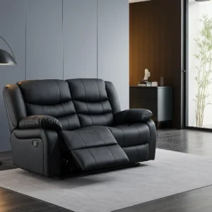 2 seater recliner sofa top quality Black leather
