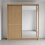 Oak 2 door sliding wardrobe with mirror door in showroom