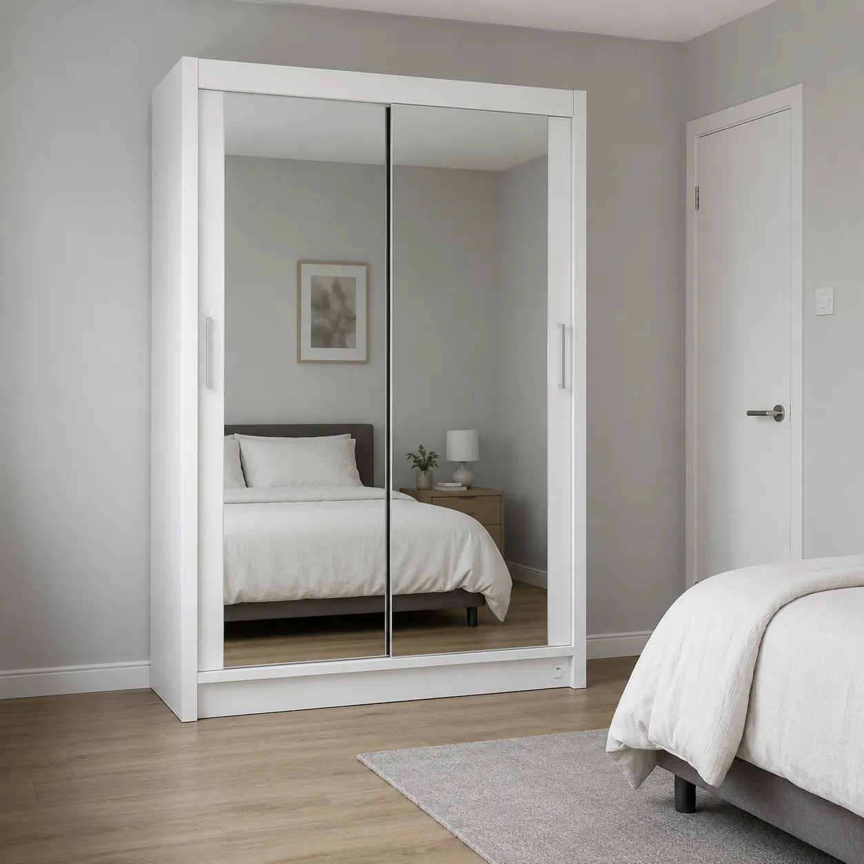 Mirrored sliding wardrobe doors white