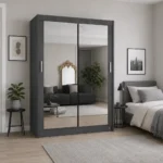 Mirrored sliding wardrobe grey