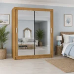 Oak full mirrored doors sliding wardrobe