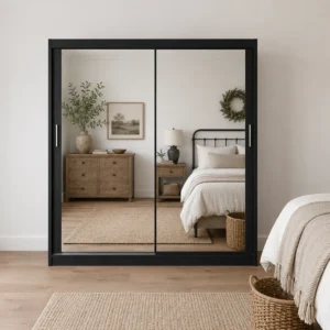 mirrored sliding wardrobe doors 203cm Black
