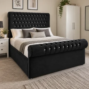 sleigh bed black colored