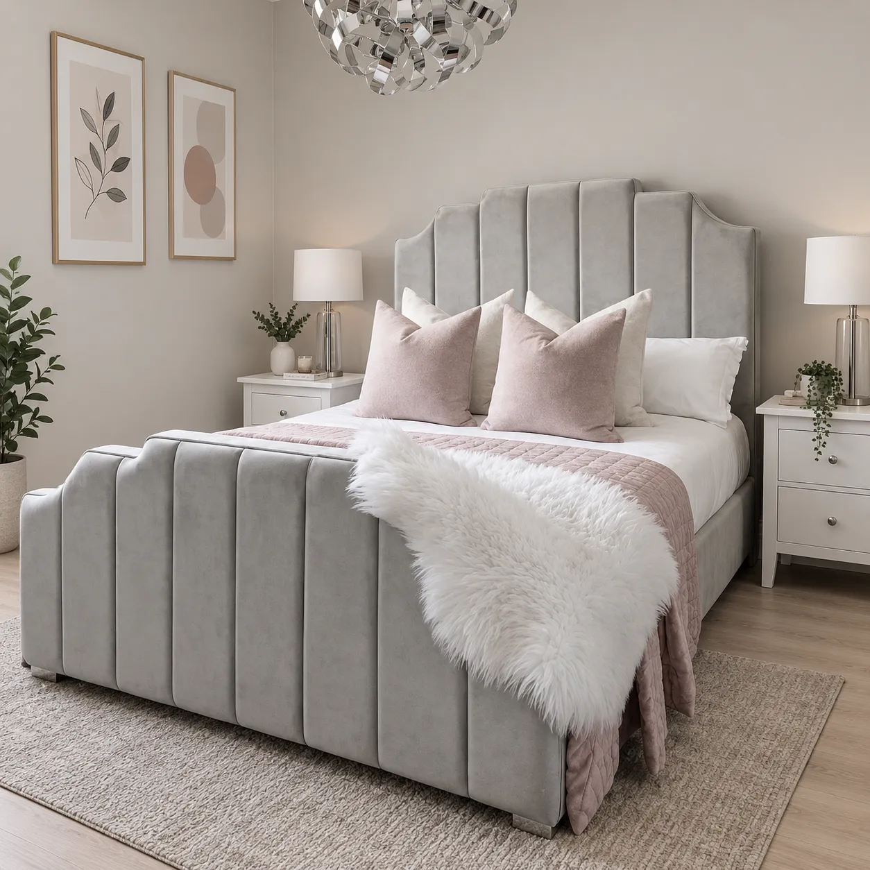 Grey Arizona upholstered bed frame