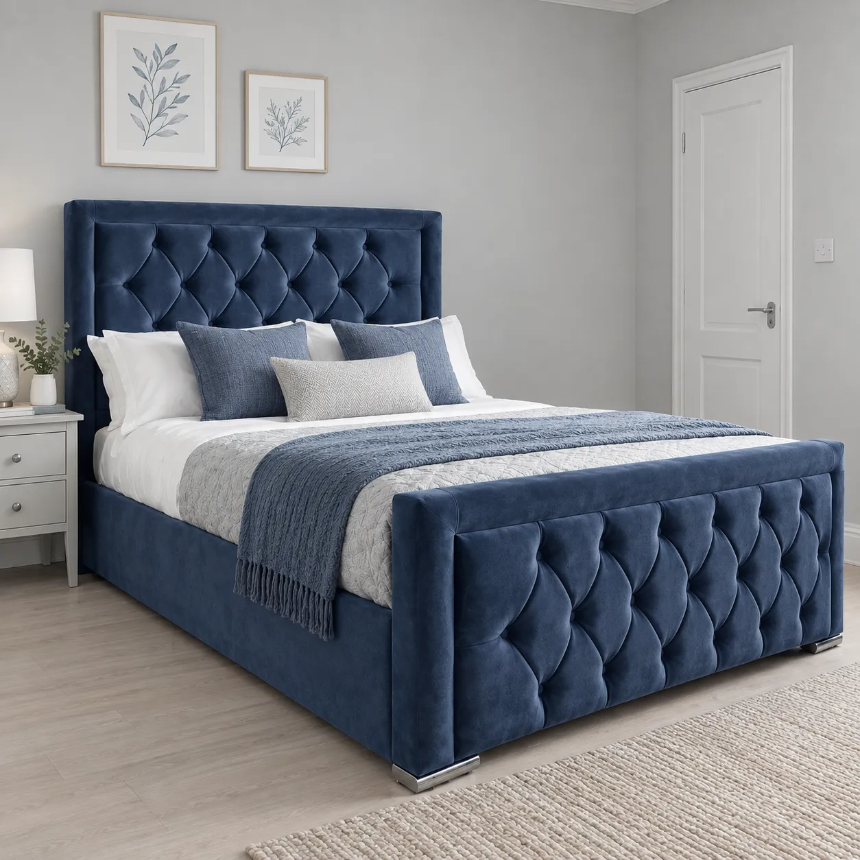 sleigh bed blue bed