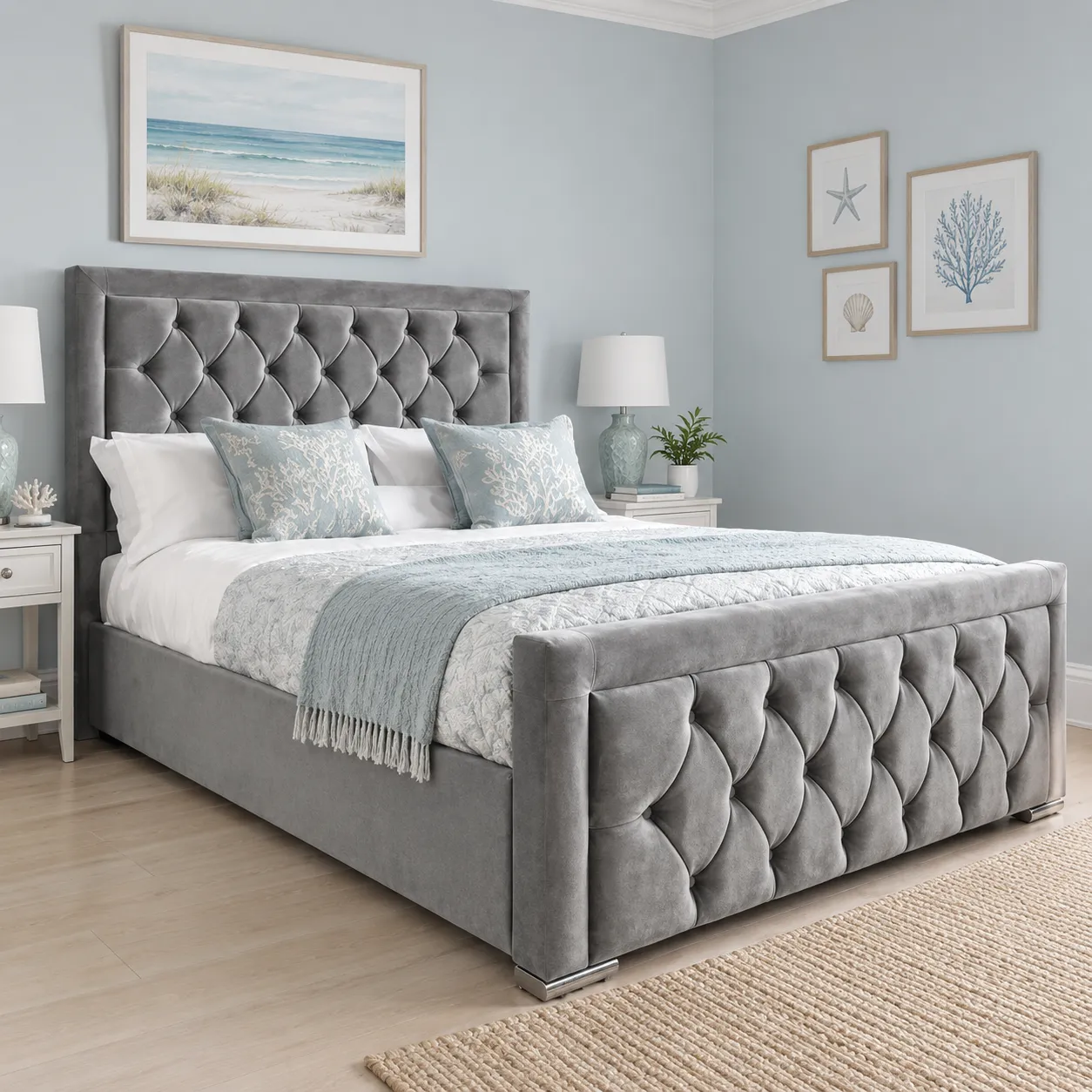 sleigh bed grey bed