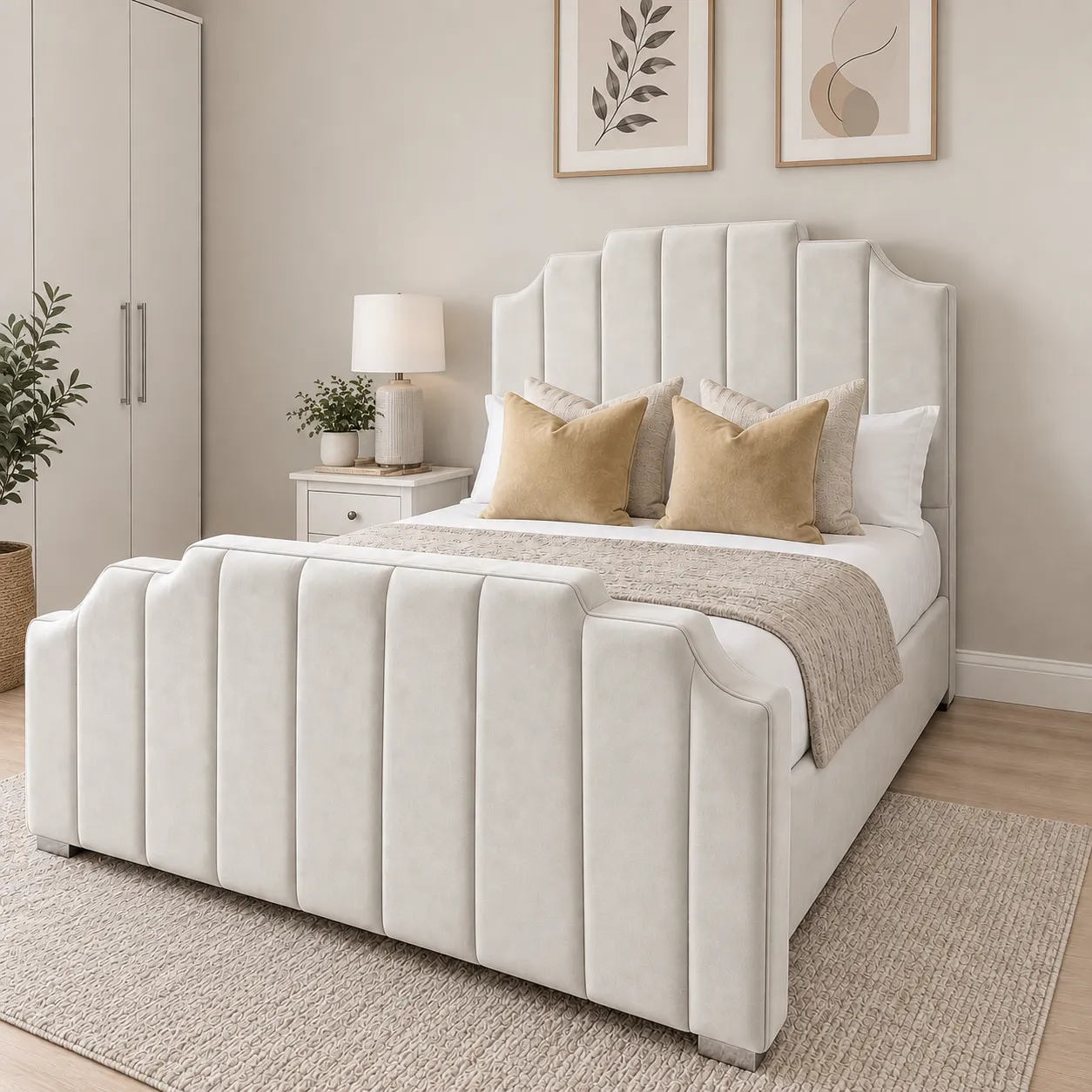White Arizona upholstered bed frame