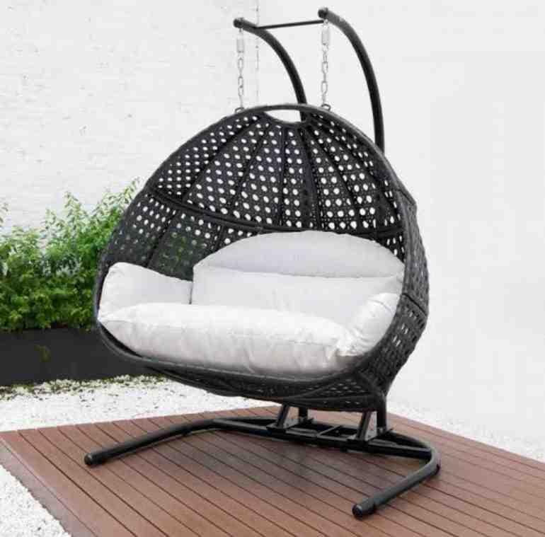black double XL double swing chair two seater