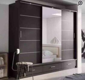 Large size sliding doors central mirror triple wardrobe Florence