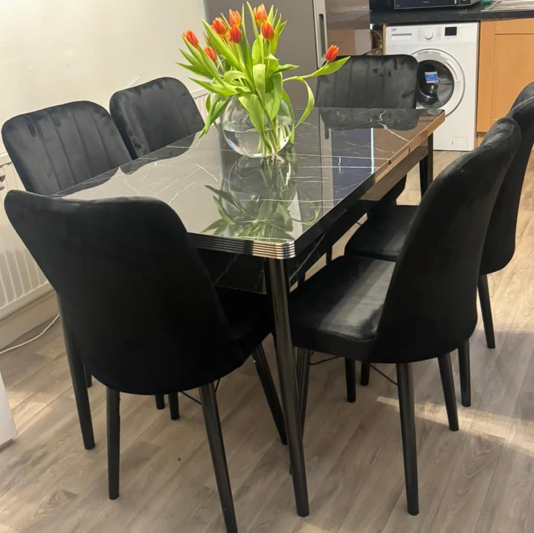 black wood dining table