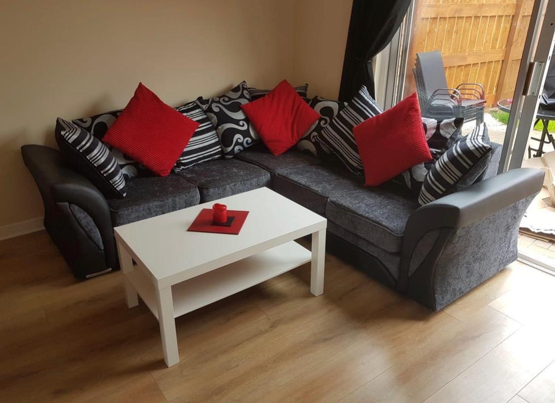 black fabric sofa-corner