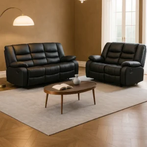 Rome Leather Recliner 3+2 sofa set inside of room with brown walls